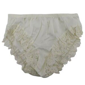 VTG Fitzgerald Women 7 Lace Trim Panty All Nylon Solid White Ivory NEW No Tags